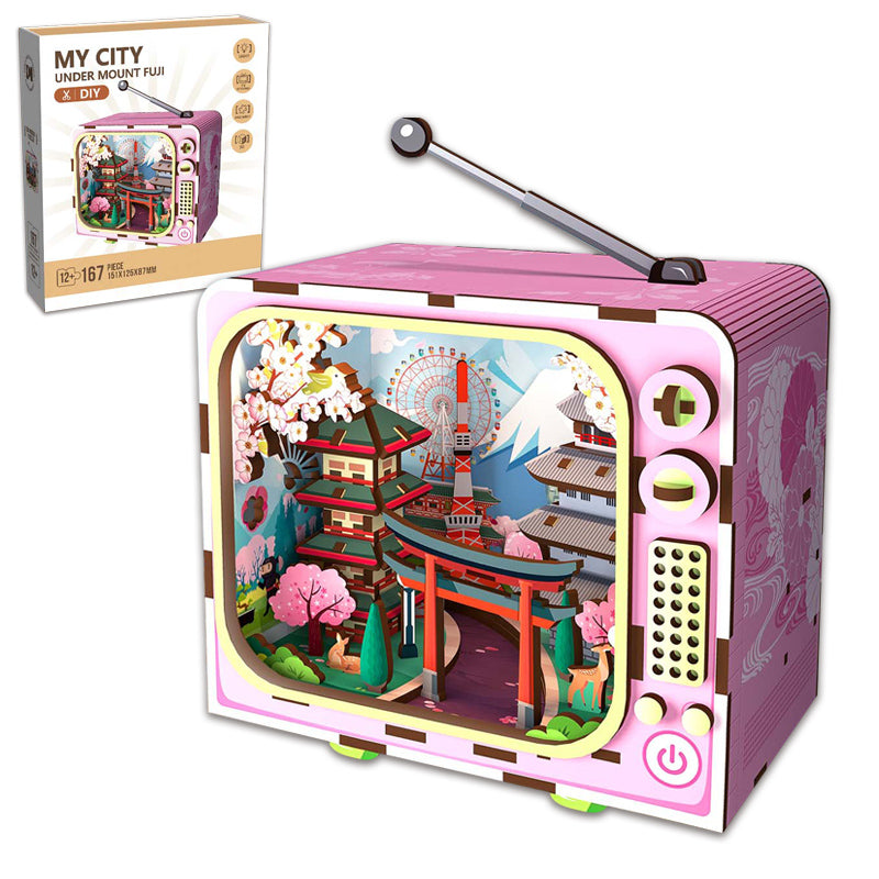167PCS 3D Wooden TV Building Jigsaw Puzzle