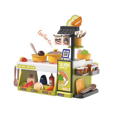 迷你海鲜店厨房玩具套装/47PCS,带灯光声音,带变色食物,2*AA无包电