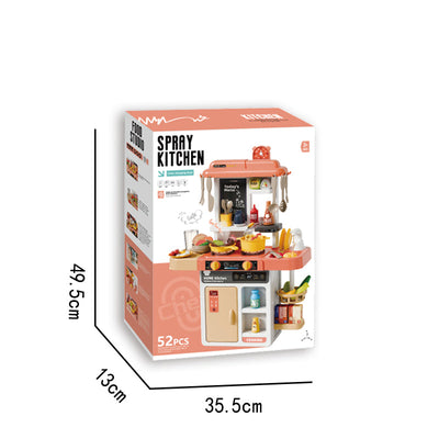 68CM喷雾厨房套装/52PCS,带灯光声音,带变色食物,3*AA无包电