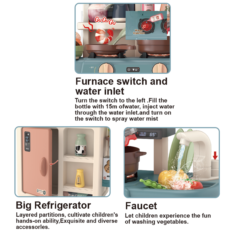 63Cm Kitchen Set With Light(55 Pieces)