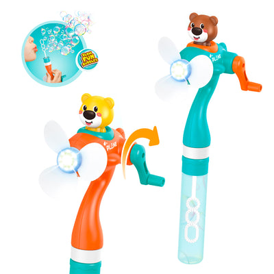 Hand-Cranked Fan & Bubble Stick With Light