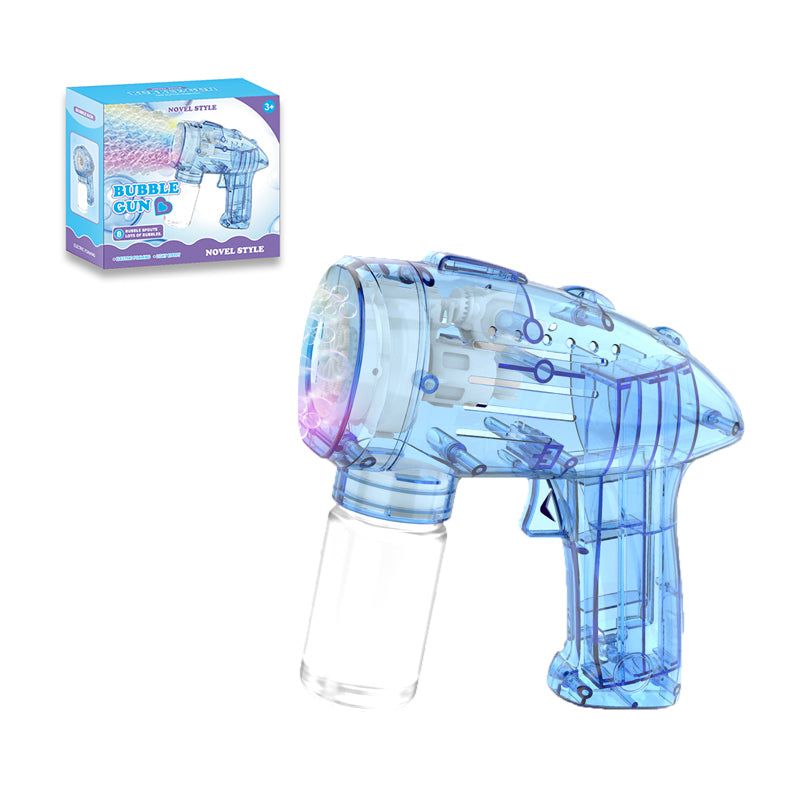 电动自动8孔透明泡泡枪/带灯光,4*AA无包电