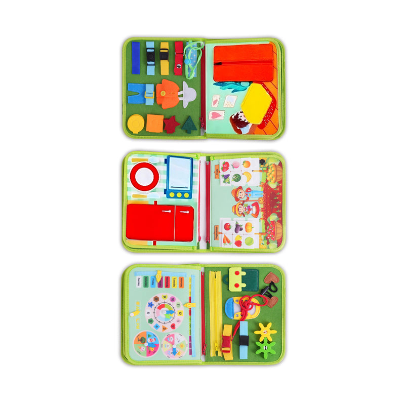 蒙氏儿童早教益智-毛毡4页绿色果农忙碌版