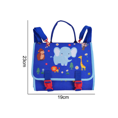 蒙氏儿童早教益智-毛毡背包蓝色5页野生动物忙碌版