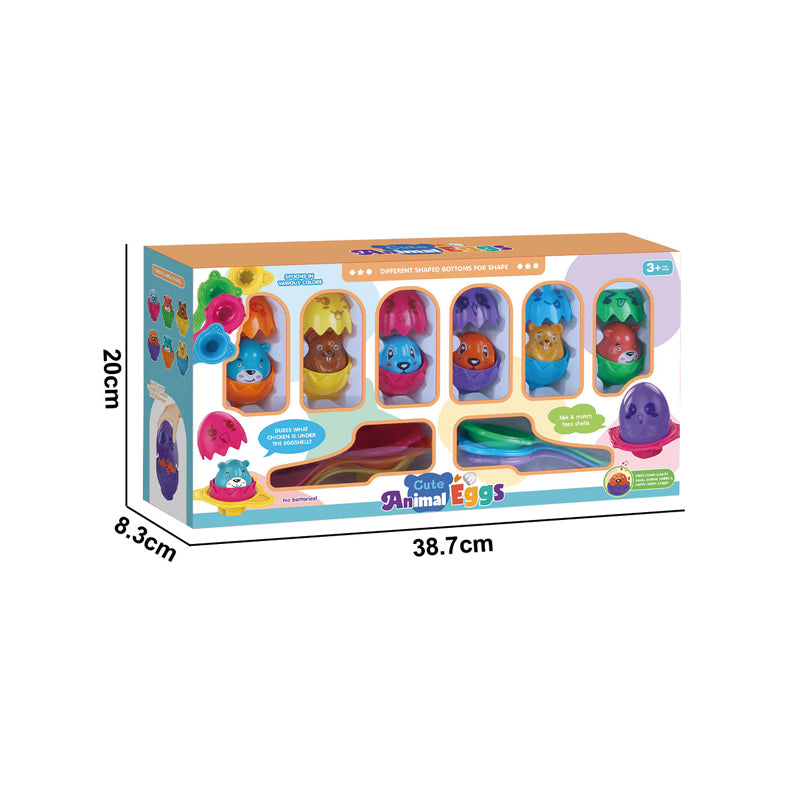 卡通益智按压动物造型配对蛋/带BB叫,6PCS