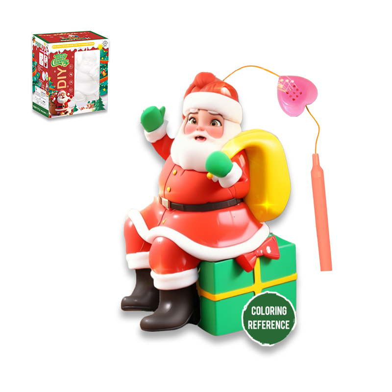 DIY圣诞老人礼物手提灯笼彩绘存钱罐/带灯光,音乐