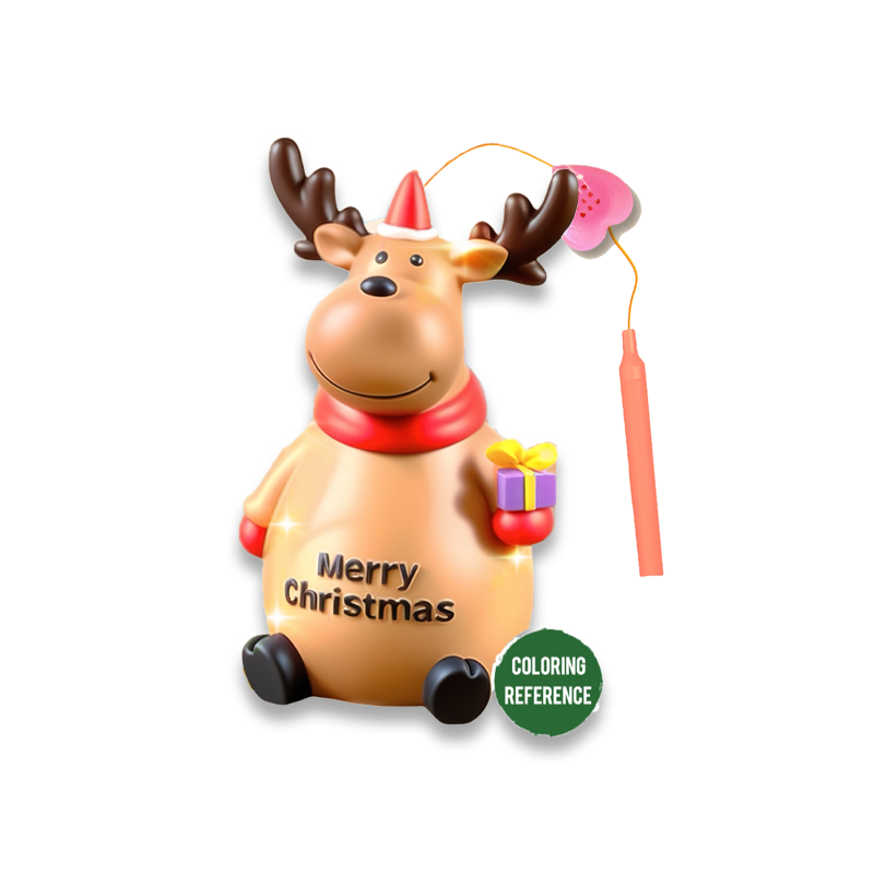 DIY圣诞麋鹿手提灯笼彩绘存钱罐/带灯光,音乐