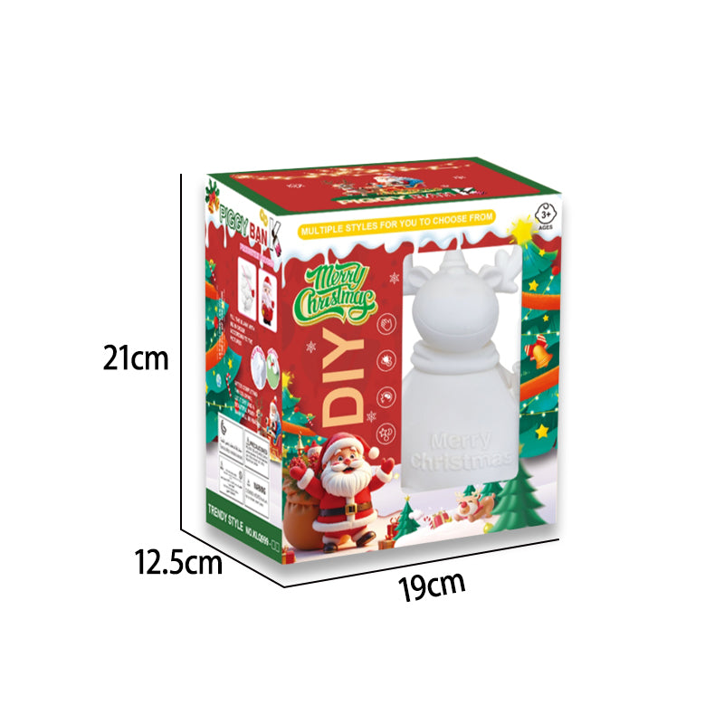 DIY圣诞麋鹿手提灯笼彩绘存钱罐/带灯光,音乐