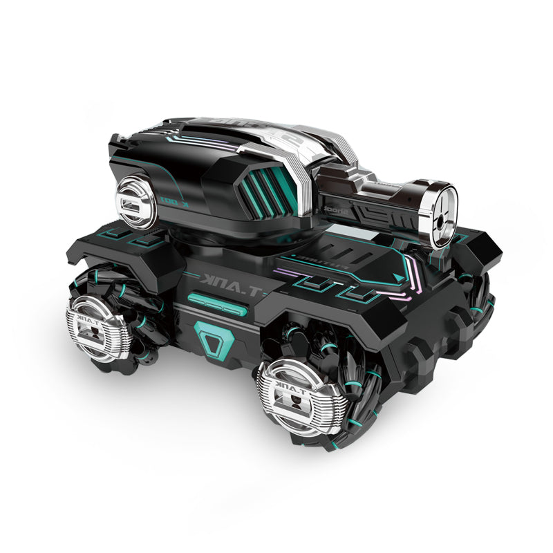 1:10 2.4G遥控特技坦克/带灯光,音乐,炮塔270度转动,包3.7V充电电池,USB线,遥控器2*AA无包电,二色混装