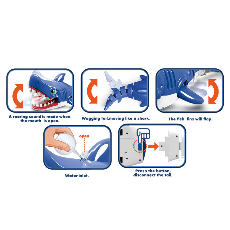 遥控喷雾鲨鱼/带灯光,声音,车身包3.7V锂电池,USB线,遥控器2*AA无包电