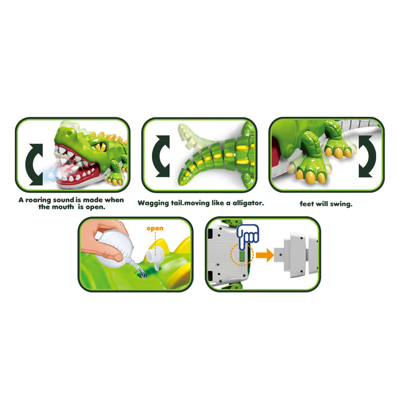 遥控喷雾鳄鱼/带灯光,声音,车身包3.7V锂电池,USB线,遥控器2*AA无包电