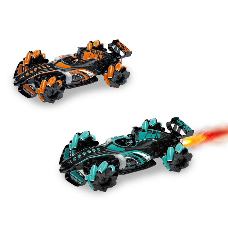 1:14 2.4G遥控喷雾方程车/带灯光,音乐,包3.7V充电电池,USB线,遥控器2*AA无包电,橙蓝二色混装