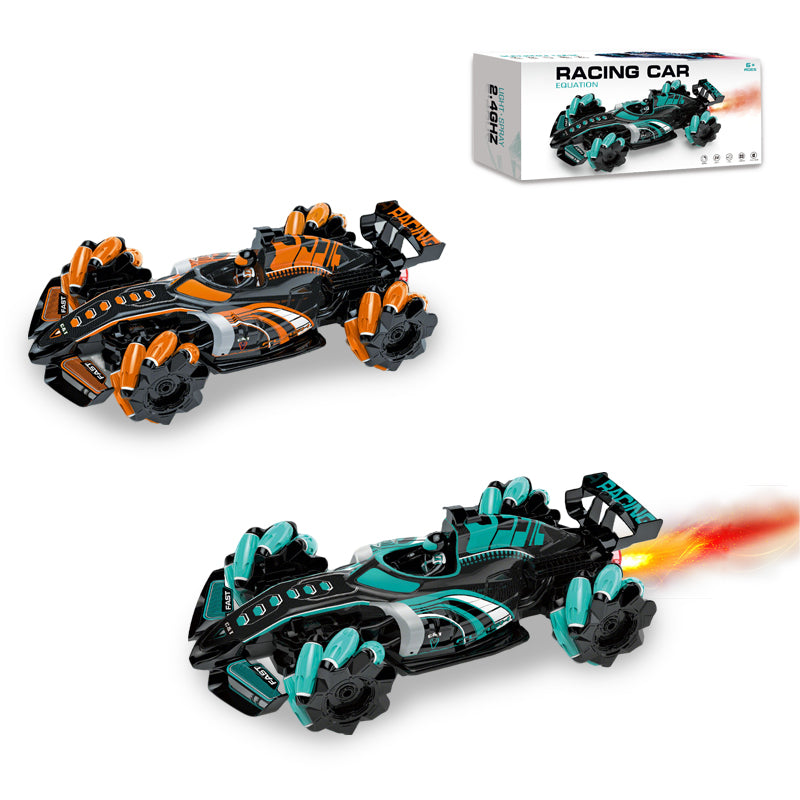 1:14 2.4G遥控喷雾方程车/带灯光,音乐,包3.7V充电电池,USB线,遥控器2*AA无包电,橙蓝二色混装