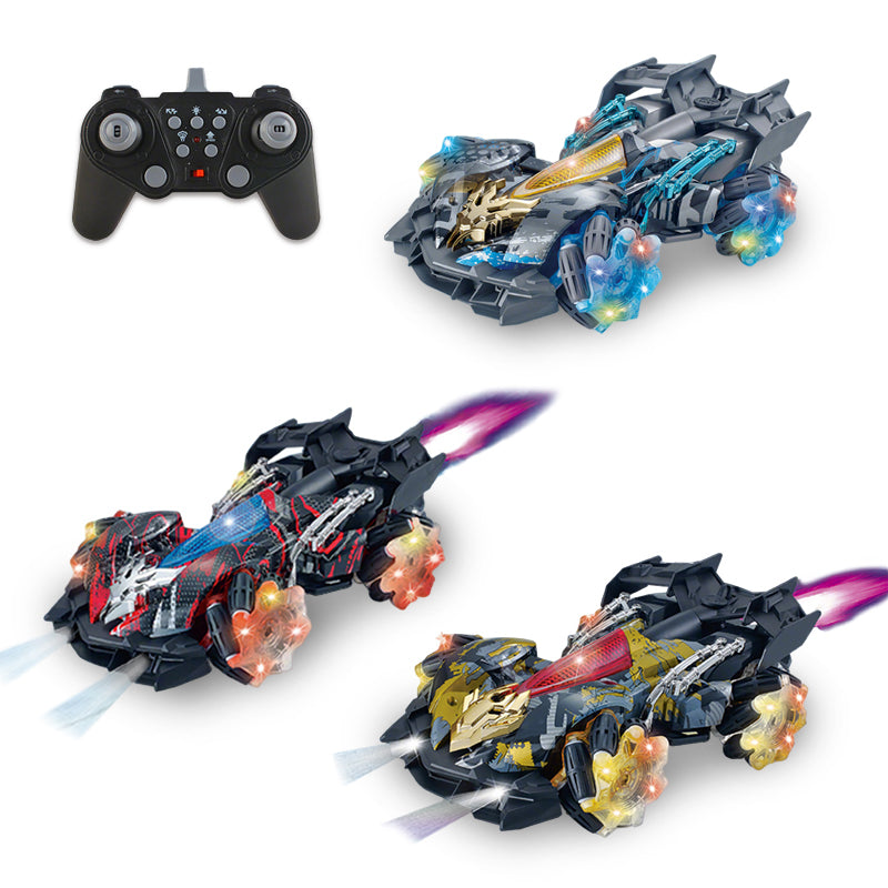 遥控喷雾特技跑车/配手把遥控器,带灯光,音乐,车身包3.7V锂电池,USB线,手把摇控器2*AA无包电