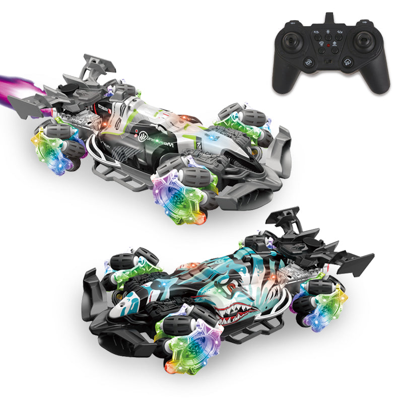 遥控喷雾特技跑车/配手把遥控器,带灯光,音乐,车身包3.7V锂电池,USB线,手把摇控器2*AA无包电