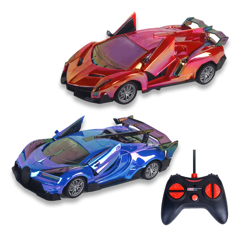 二款1:24 27MHZ五通遥控一键开门UV喷镀仿真车/车身3*AA无包电,遥控器2*AA无包电
