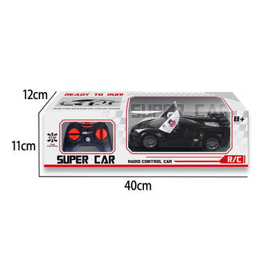 二款1:24 27MHZ五通遥控一键开门仿真警车/车身3*AA无包电,遥控器2*AA无包电,二色混装