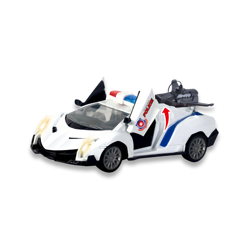 二款1:24 27MHZ五通遥控一键开门仿真警车/车身3*AA无包电,遥控器2*AA无包电,二色混装