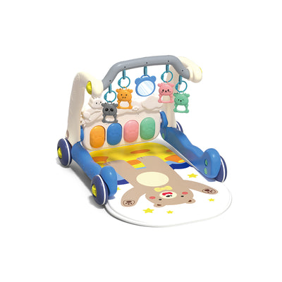 二合一学步车脚踏琴健身毯/3*AA无包电,蓝色