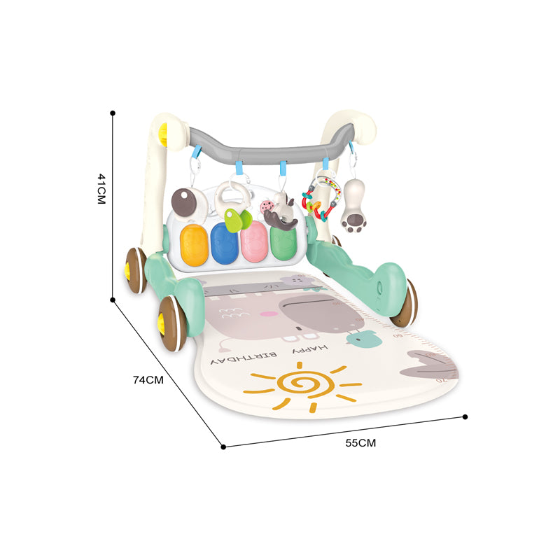 二合一河马学步车脚踏琴健身毯/带投影,3*AA无包电