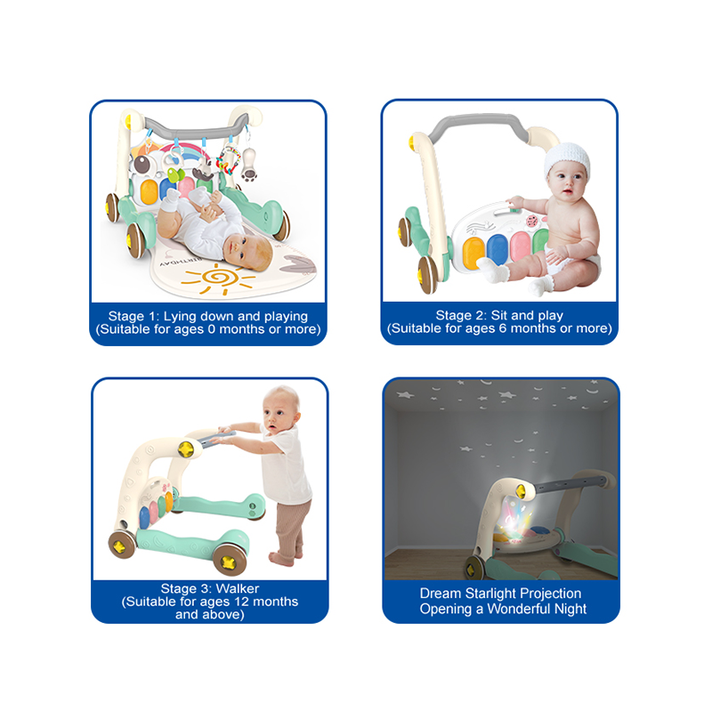 二合一河马学步车脚踏琴健身毯/带投影,3*AA无包电