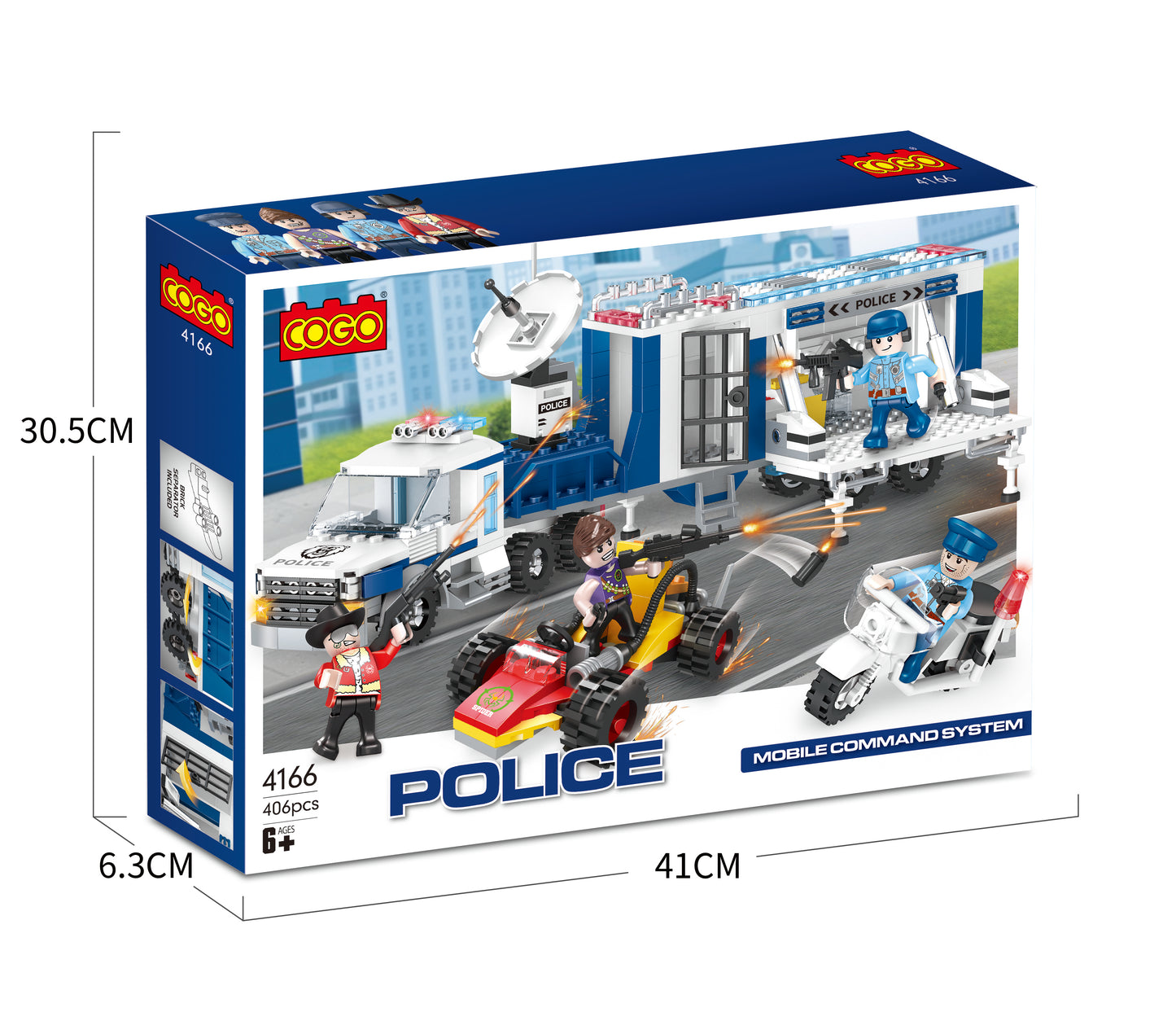 警察系列小颗粒积木-移动指挥系统/406PCS,配4只公仔,不带灯,不带音乐盒