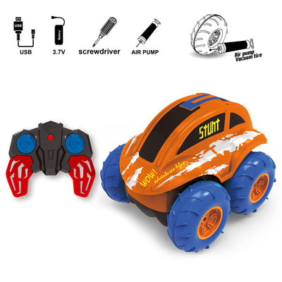 2.4G四通遥控四驱两栖特技甲虫车/充气轮,带灯光,橙蓝二色混装